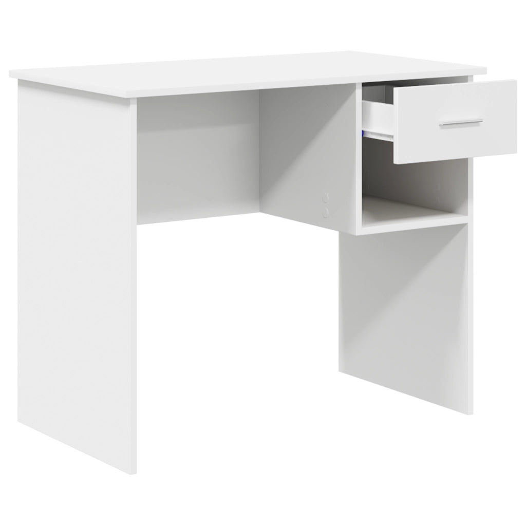 Scrivania con spazio di archiviazione Bianca 90x49.5x75 cm Legno ingegnerizzato