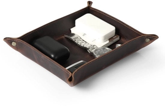Organizzatore di accessori in pelle di vera pelle marrone per auto OTTO 204