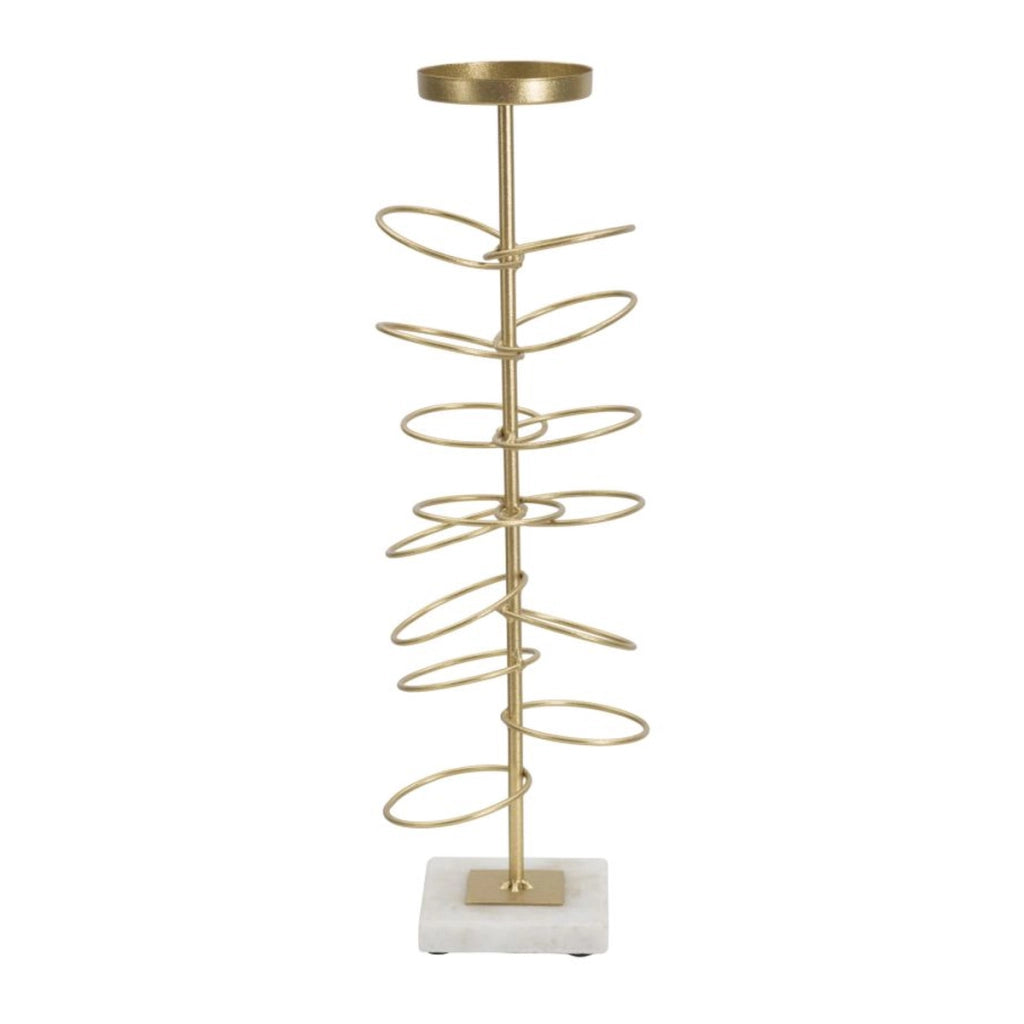 Portacandela VKH341, Oro, Marmo, 14x13x46 cm