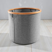 Cesto Portabiancheria Rotondo 45,5x35cm Grigio con Bordo Bambù Pieghevole 87741