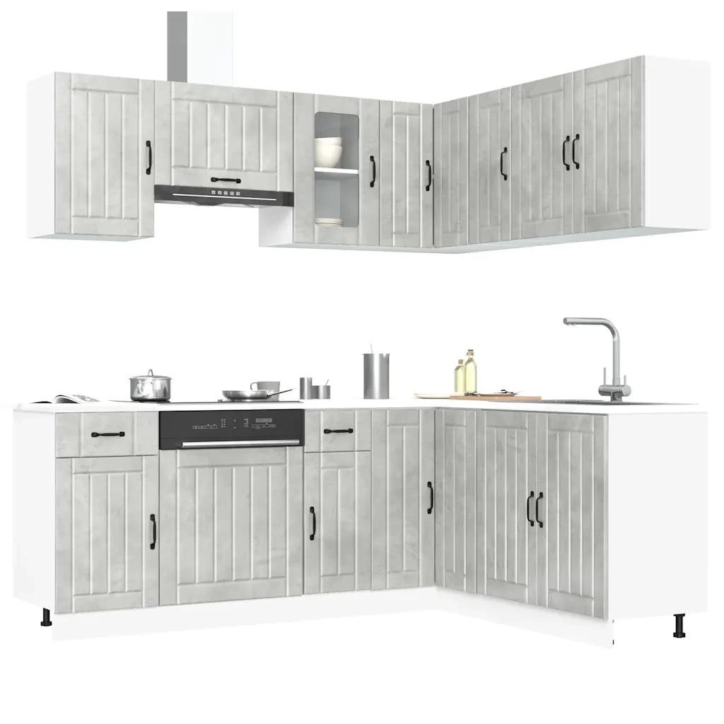 Set Mobili da Cucina 11 pz Lucca Grigio Cemento in Truciolato 3314955