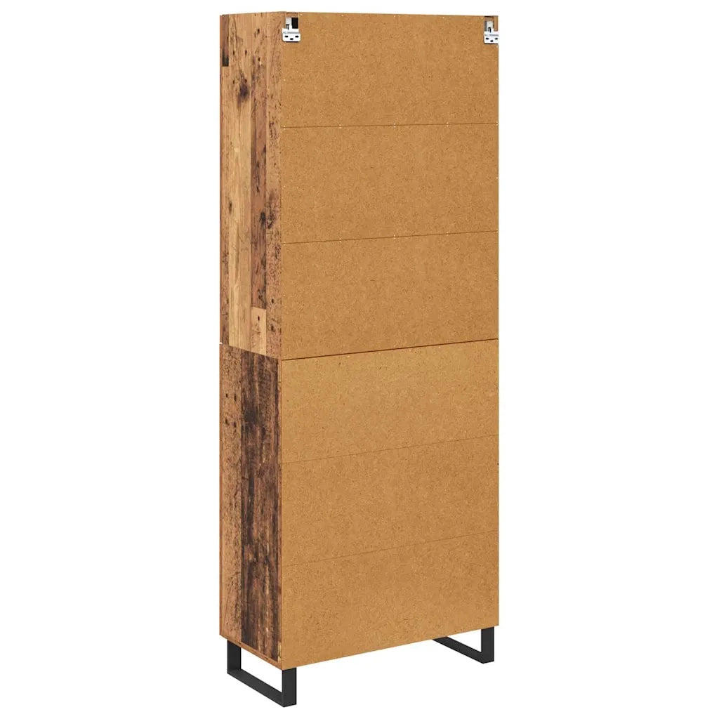 Credenza 2 pcs Legno vecchio Legno Stratificato e Vetro
