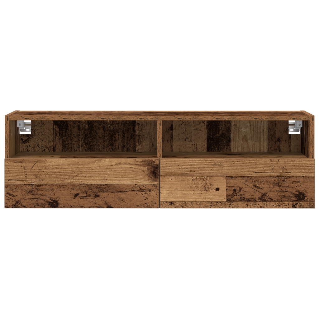 Armadietti da muro per TV 2 pz Legno Vecchio 100x30x30 cm Legno ingegnerizzato