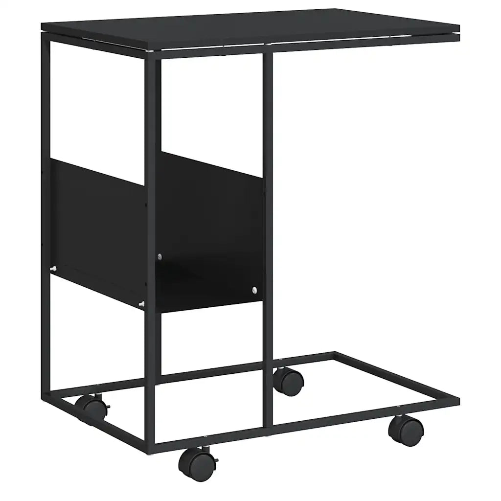 Tavolino con Ruote Nero 55x36x63,5 cm in Legno Multistrato cod mxl 63029