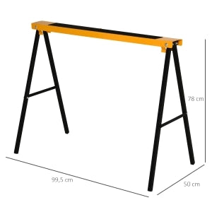 CAVALLETTI PIEGHEVOLI ANTISCIVOLO 99,5x50x78 cm ACCIAIO ARANCIONE Set da 2 pezzi