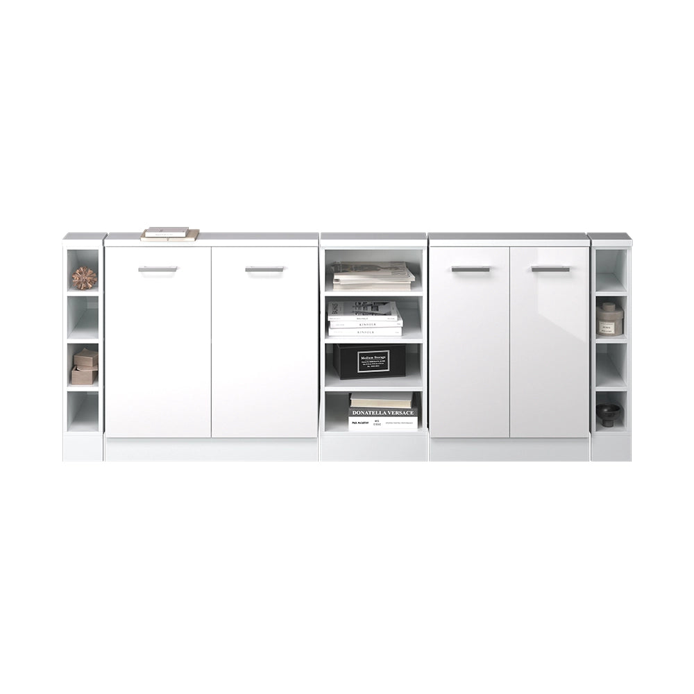 Set di mobili sottotetto Rion Bianco lucido/Bianco Set di 5 Vicco