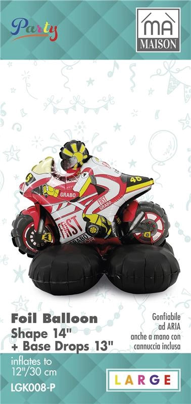 MA MAISON MYLAR PALLONCINO "MINI MOTO" + BASE 30X18 CM CANNUCCIA INCLUSA