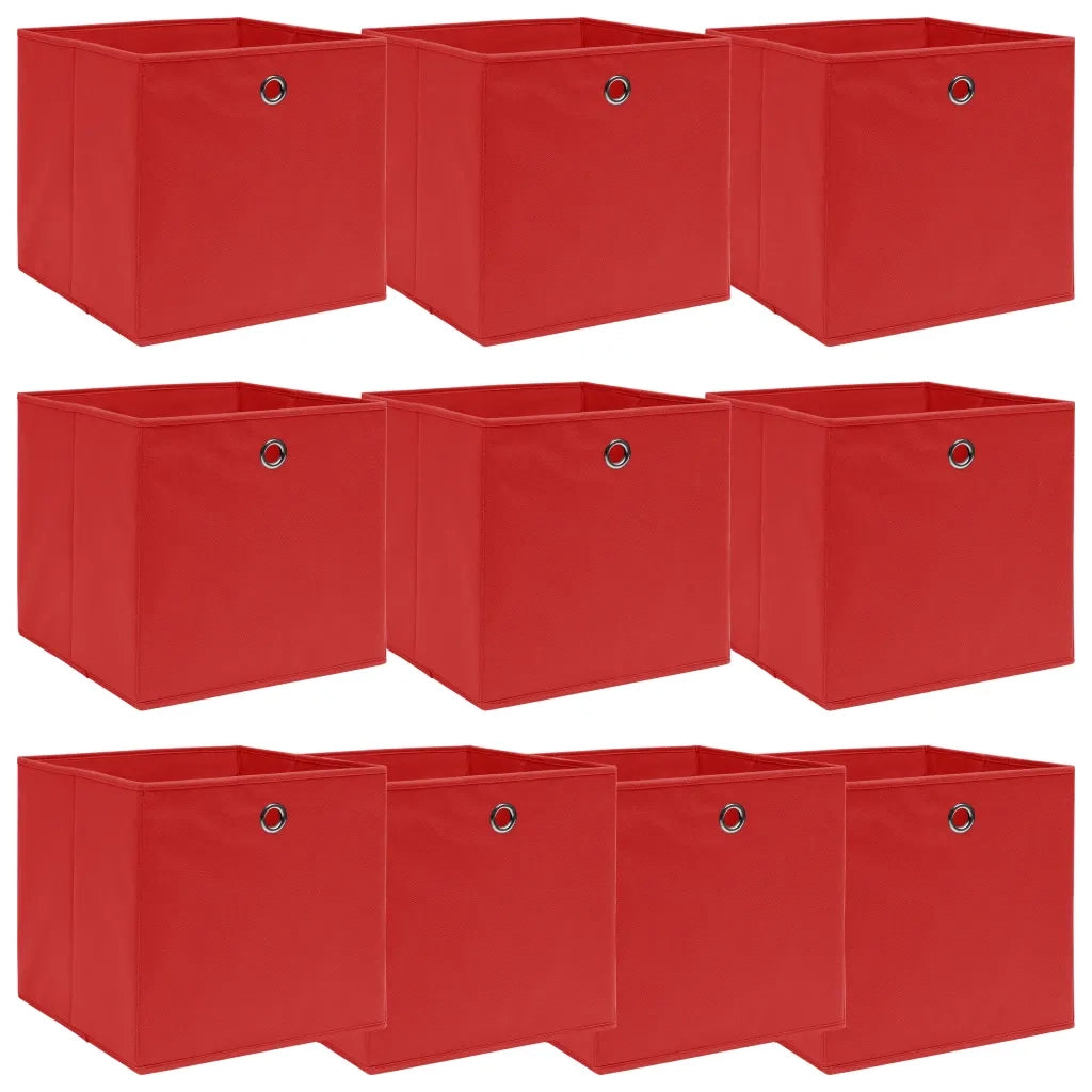 Scatole 10 pz Rosse 32x32x32 cm in Tessuto