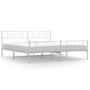 Letto matrimoniale | Letto per adulti | Giroletto con Testiera e Pediera Metallo Bianco 193x203 cm