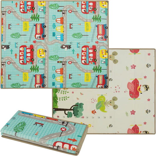 Tappeto Gioco Neonati Pieghevole, 178 × 148 cm, Tappetino Doppia Faccia, Matterasso per Box Bambini, in Schiuma XPE Impermeabile, Tappeto Attività Portatile, per Interni ed Esterni