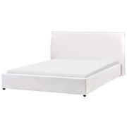 Letto matrimoniale imbottito velluto bianco sporco 160 x 200 cm grande testata classica