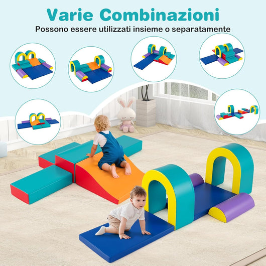 Set di 10 Blocchi da Arrampicata in Schiuma, Palestra da Gioco in Morbida Pelle Sintetica, Strutture Leggere per Scalare, Arrampicarsi, Scivolare, per Bambini 1+ Anno (Verde)