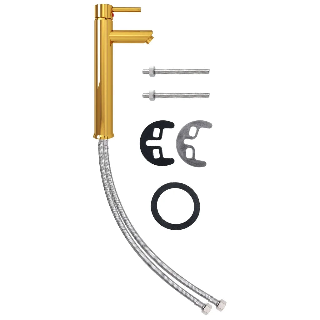 Lavandino Rubinetto e Piletta a Pressione Vetro Temperato Oro CFW8958102