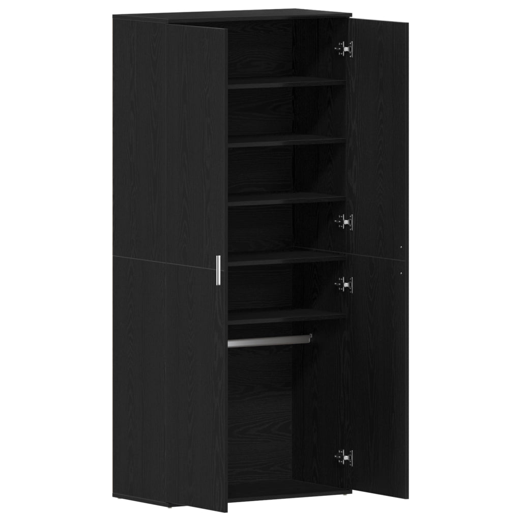 Mobile per Scarpe Rovere Nero 80x39x180 cm Legno Ingegnerizzato