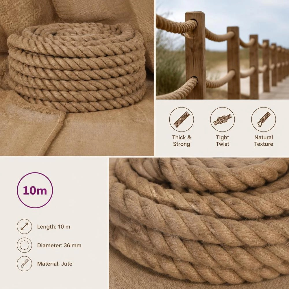 Jute Rope, 10 M Length, 36 Mm Thickness
