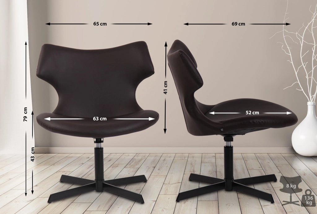 Sedia da lounge Welland in similpelle marrone