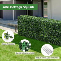 Muro di Piante Artificiale con Foglie Realisiche in PE, Pannello di Erba Finta con Tubo in Alluminio, Pannelli di Bosso Artificiale per Interni ed Esterni, 92 x 38 x 86 cm