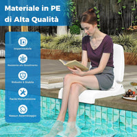 Sedia da Piscina Esterno, Sedia Pieghevole con Maniglia e Supporto, Foro di Drenaggio, Struttura in PE, Design Leggero per Spiagga, Campeggio, Pesca, Portata 100 kg