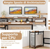 Scrivania per Computer da 170 CM, Scrivania con Supporto per Monitor e Cassetto, Prese di Corrente, Porte USB e Ripiani di Archiviazione, Scrivania per Ufficio e Casa