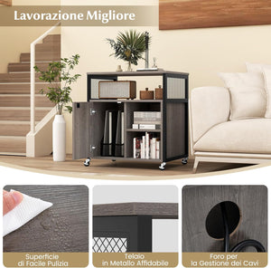 Armadietto per Archivio con Ruote, Mobile Per Documenti con 2 Scomparti, Ripiani Regolabili, Interfaccia USB e TYPE-C, per Soggiorno, Ufficio, Studio, 60 x 43,5 x 65,5 cm (Grigio)