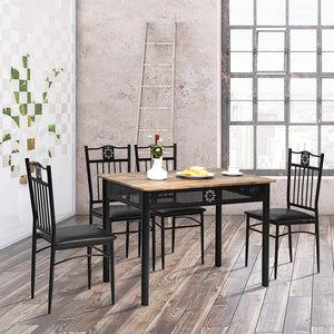 Set Tavolo e Sedie da Pranzo 5 Pezzi, Tavolo Cucina Rettangolare 110 cm con Sedie Imbottite per 4 Persone, Set Mobili Salvaspazio per Soggiorno Cucina Bar Ristorante (nero)