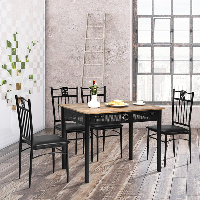 Set Tavolo e Sedie da Pranzo 5 Pezzi, Tavolo Cucina Rettangolare 110 cm con Sedie Imbottite per 4 Persone, Set Mobili Salvaspazio per Soggiorno Cucina Bar Ristorante (nero)