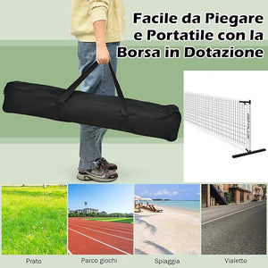 Rete Pickleball Portatile da 670 CM, con Tubolari Metallici, Rete Resistente in Poliestere e Borsa in Tessuto Oxford, Set per Giochi di Palla da Interno ed Esterno