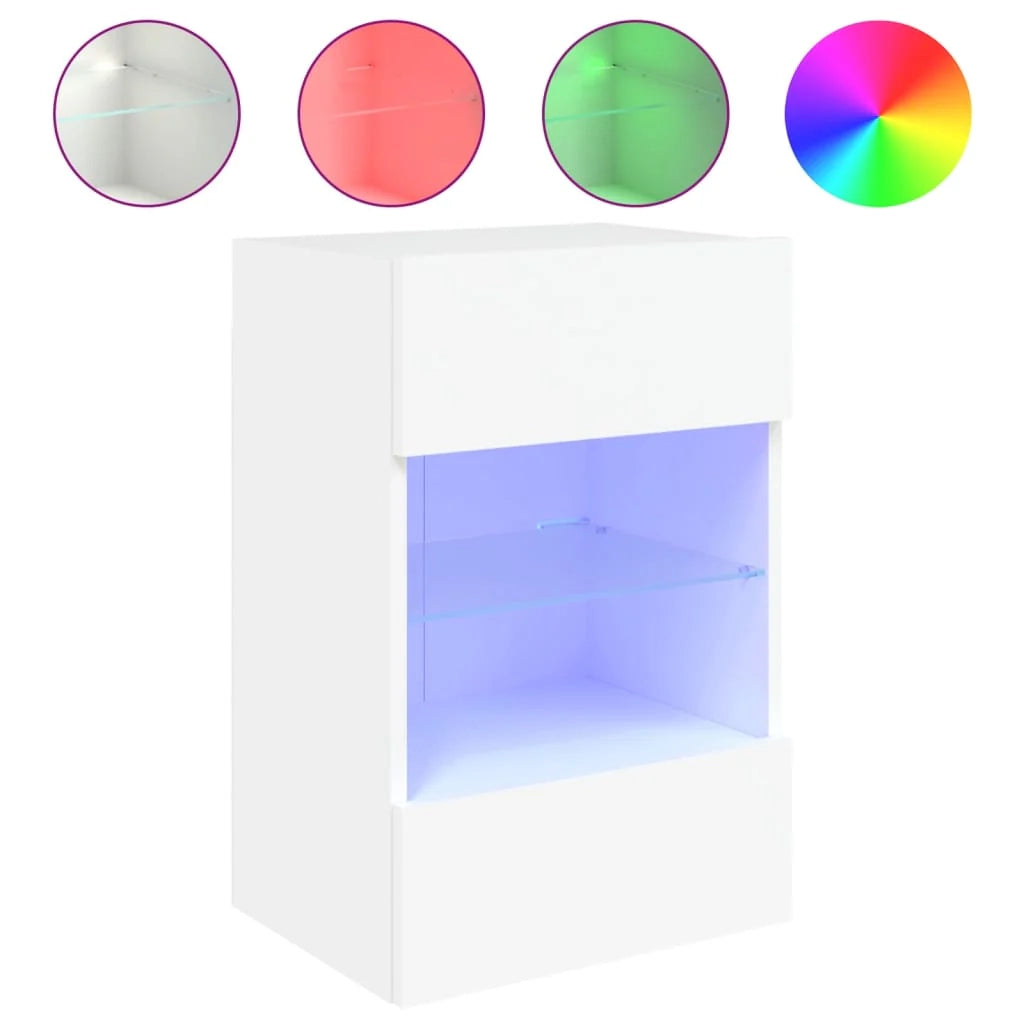 Mobile TV multimediale scaffale TV credenza mobile TV sala da pranzo soggiorno camera da letto montaggio a parete con luci LED 40 x 30 x 60,5 cm bianco 02_0027880