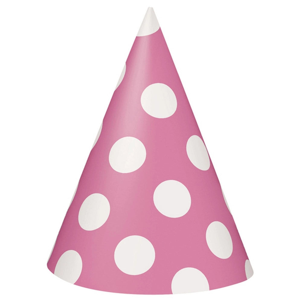Trade Shop - Set 18 Pezzi Cappello Cono Pois Rosa Festa Party Compleanno Nascita Battesimo -