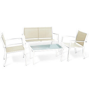 C SALOTTO SANTIAGO ACCIAIO 4 PZ BIANCO/TORTORA