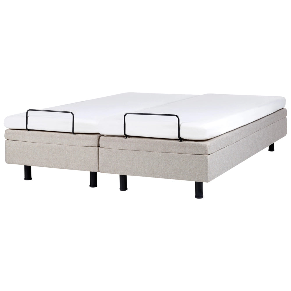 Letto elettrico singolo in poliestere beige chiaro regolabile con telecomando senza testata 160 x 200 cm stile moderno
