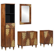 Set di Mobili per Bagno  in Legno Massello di Mango (4 Pezzi)