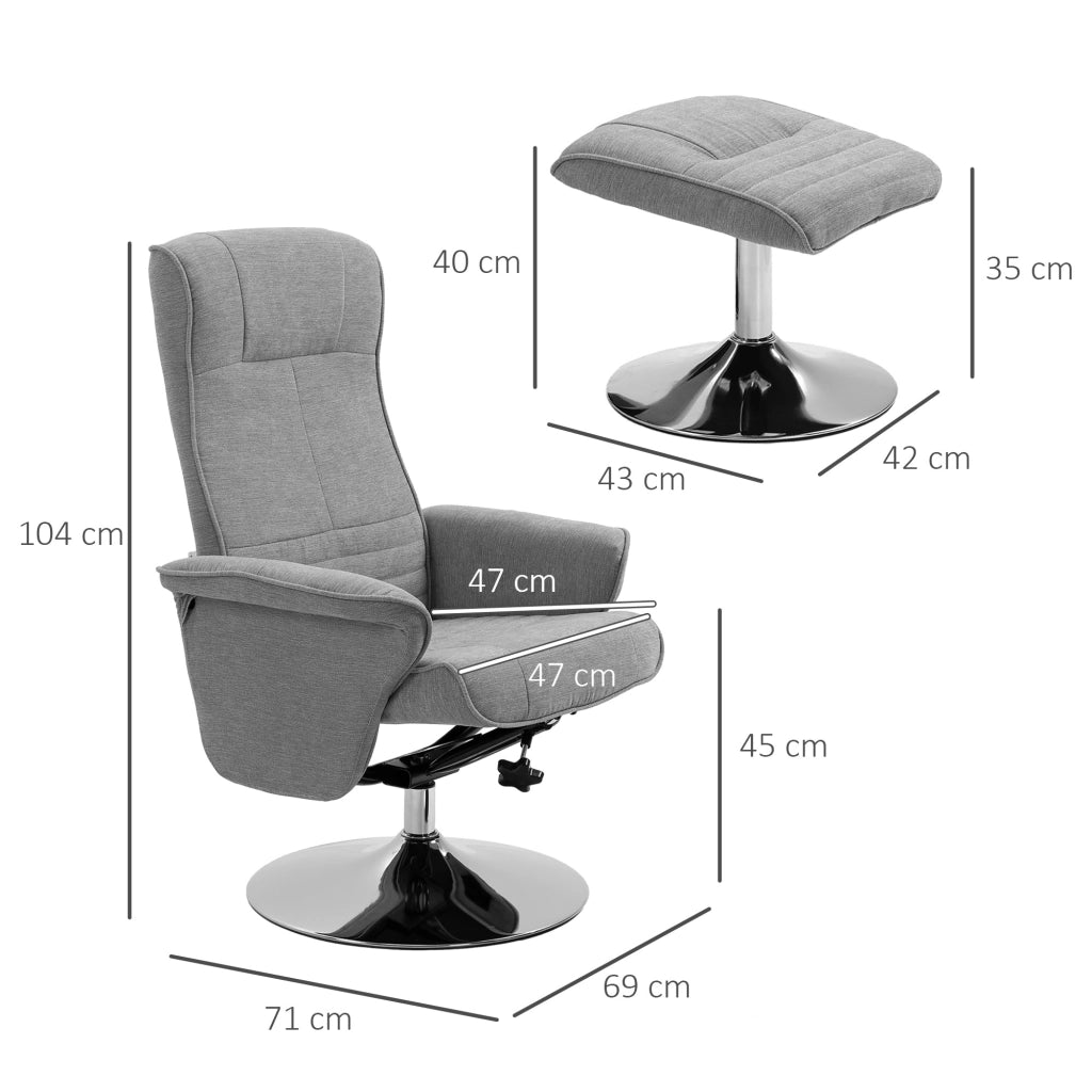 Poltrona relax reclinabile girevole 360¡ã con poggiapiedi ¨C zephmum ¨C Tessuto grigio