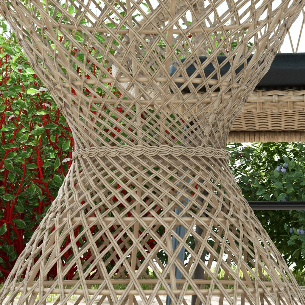 Tavolino da caffè Design Boho piano in vetro rattan PE 45 cm x 45 cm x 52 cm naturale