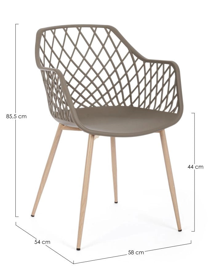 SEDIA TRAFORATA TORTORA OPTIK 58X54X85,5H CM DI BIZZOTTO