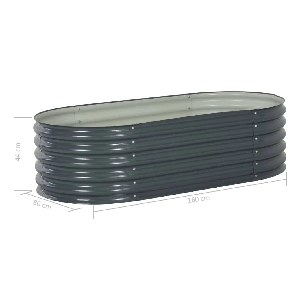 Fioriera rialzata per piante e fiori giardino 160 x 80 x 44 cm acciaio zincato grigio 02_0001005