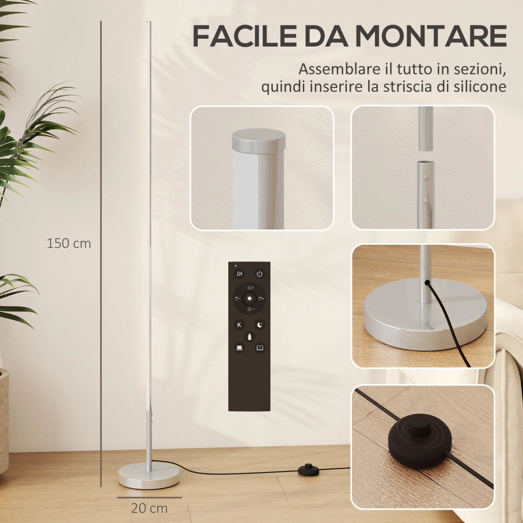 Lampada da Terra LED Regolabile ¨C Zephmum ¨C 150 cm Argento