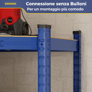 Scaffale ad Angolo a 4 Ripiani, Scaffalatura Regolabile per l'Archiviazione in Garage, Mensola Metallica Resistente, Carico 720 kg per Magazzino Dispensa e Cucina (Blu)
