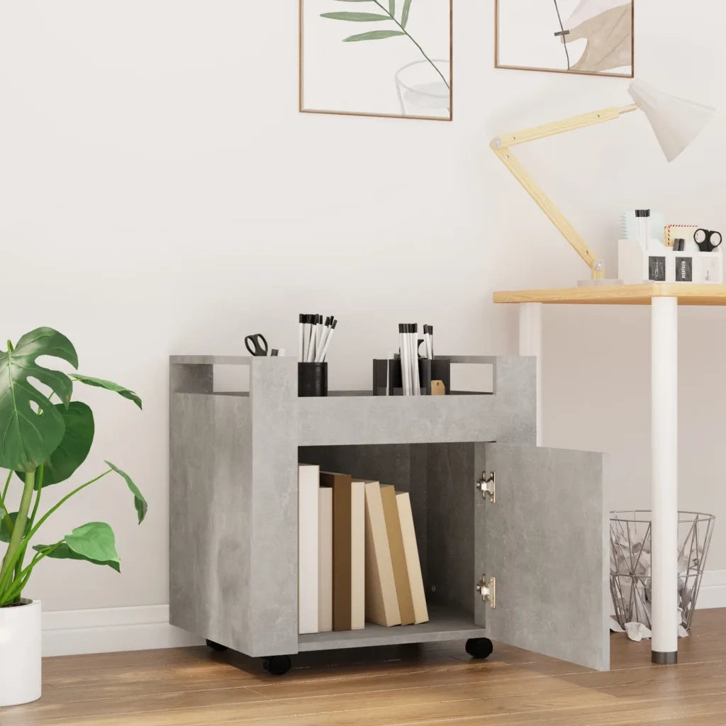 Carrello Scrivania Grigio cemento 60x45x60 cm Legno Multistrato 816612