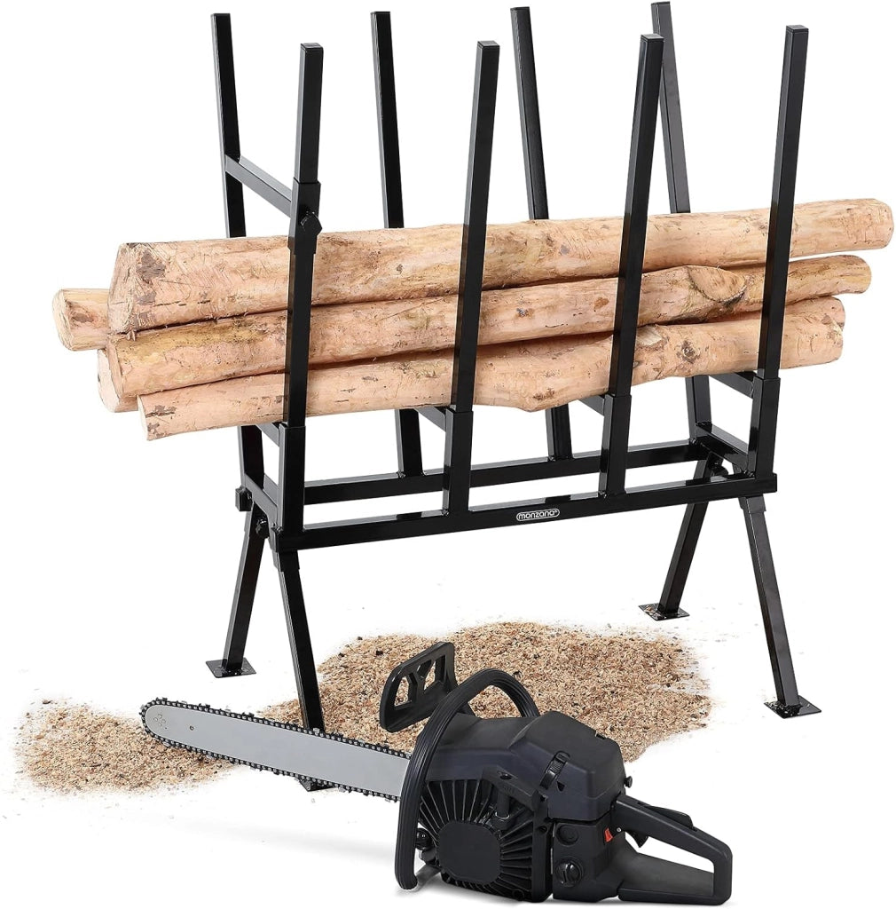 Cavaletto per Tagliare Legna 77x50x105cm 400 kg capacità di carico con Staffa di bloccaggio Tagliare Legna Tagliare Tronchi