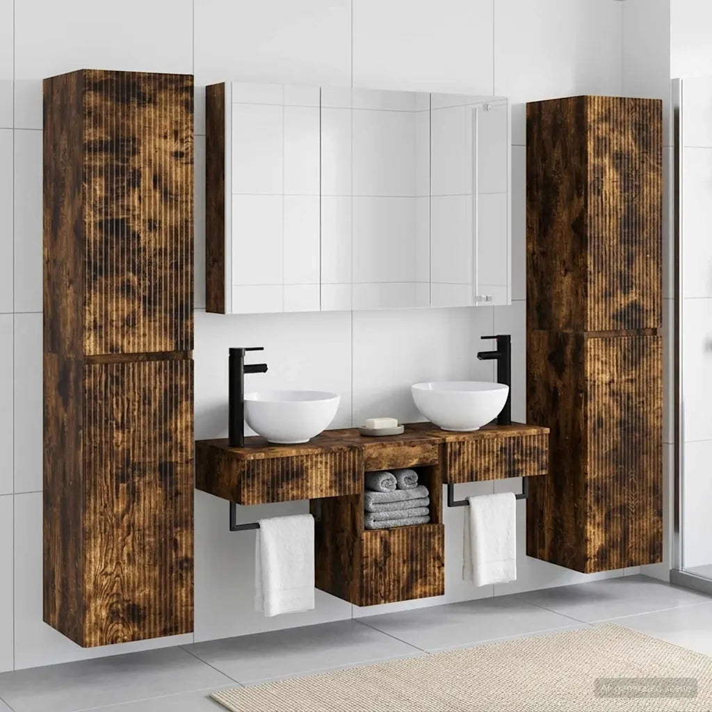 Set di mobili per il bagno 6 pcs Rovere Fumo 3407187