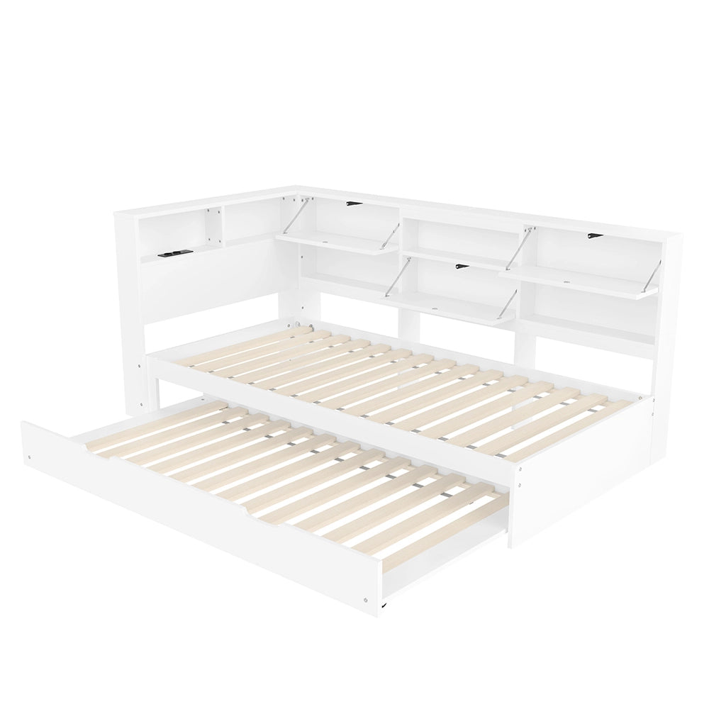 Divano letto - Xylo - 90x200cm testiera con contenitore, bianco