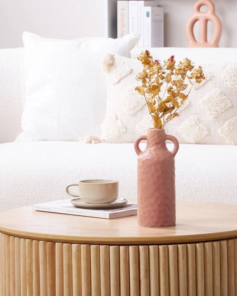 Vaso in porcellana rosa pastello 24 cm fatto a mano tradizionale
