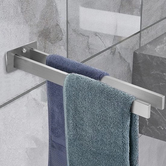 Sostegno in acciaio inossidabile per trapano - Montaggio a parete doppio, Design elegante per bagno e cucina - 39 cm