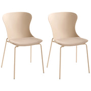 Set di 2 sedie da pranzo con seduta in materiale sintetico beige e struttura in metallo cuscino in stile minimalista scandinavo