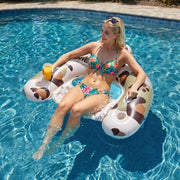Matrassa di Piscina per Adulti - Matrassa Portatile per il Bagno - Doppio Viti per Evitare Le Perdite - 2 Orecchioni per Bevande - Pieghevole - Supporto Comodo per la Schiena - Matrassa per Piscina
