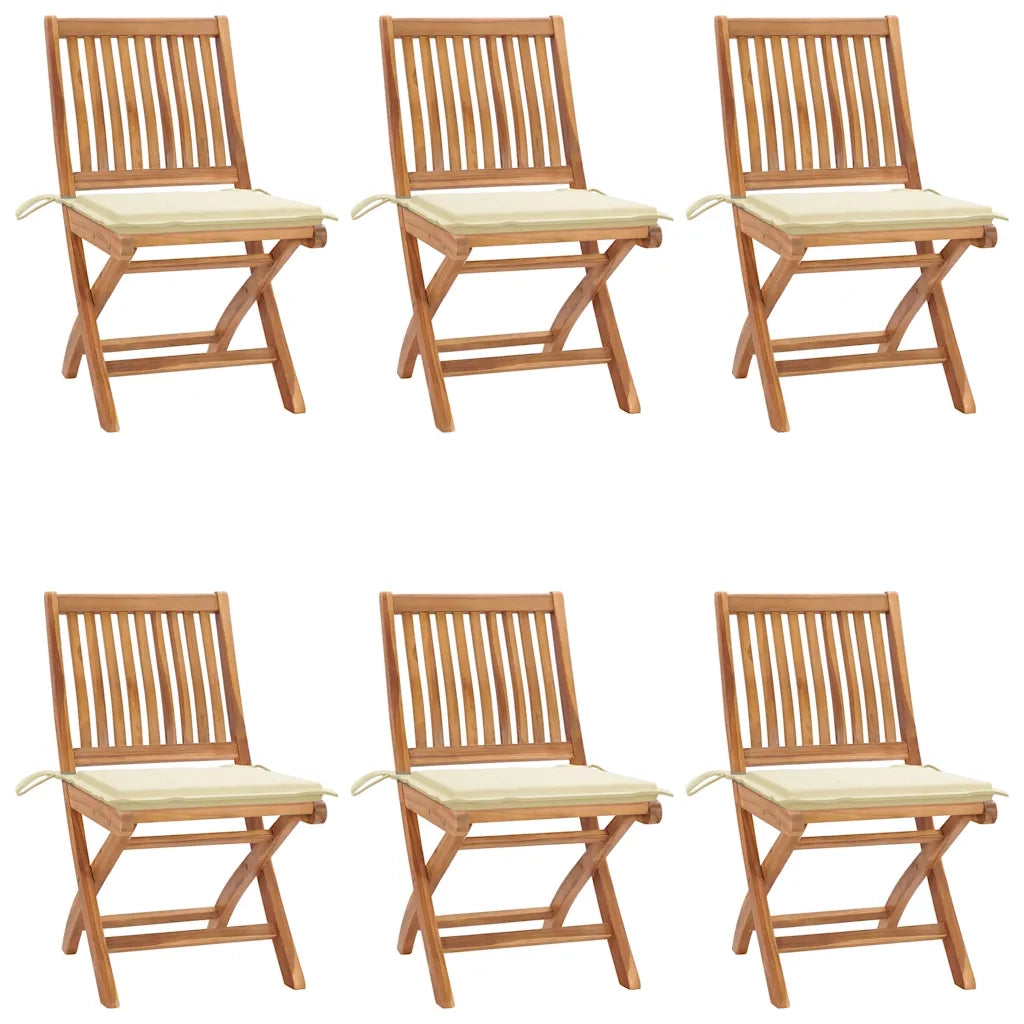 Sedie da Giardino Pieghevoli con Cuscini 6 pz Massello di Teak cod mxl 75224