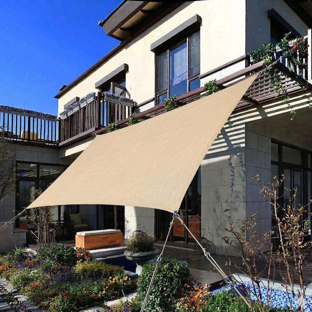 Tenda Vela Parasole 300x400 cm Telo Ombreggiante Rettangolare da Giardino in Poliestere Ecru
