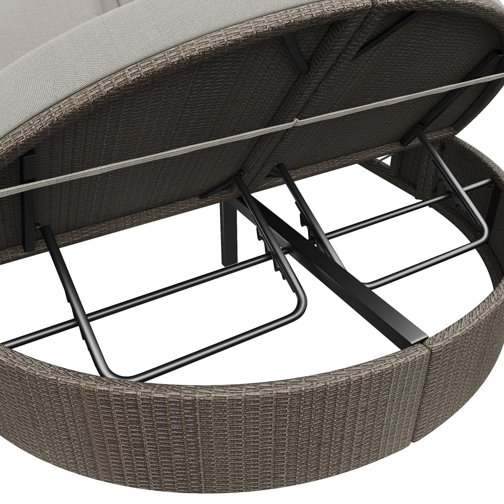 Divano Letto Doppio da Giardino in Rattan ¨C MINIMAL ¨C Daybed 2 Posti con Tavolino Pieghevole