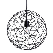 Lampadario in Filo color Nero con Paralume Tondo Aperto in Metallo stile industriale soggiorno